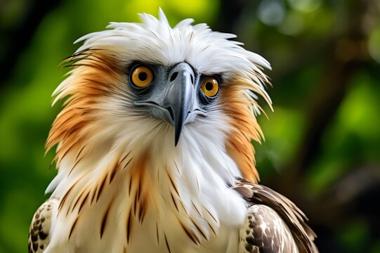 Beautiful Philippine Eagle Perching Close-Up View




