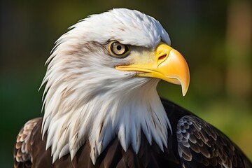 Obraz premium Bold Bald Eagle Scanning Close-Up View