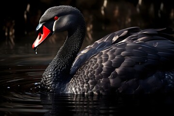 Fototapeta premium Elegant Black Swan Gliding