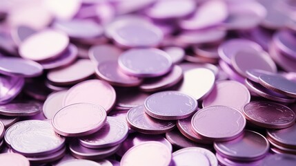 Obraz na płótnie Canvas Background with coins is Lavender color.