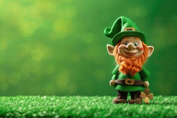 Leprechaun biscuit on the grass, green background