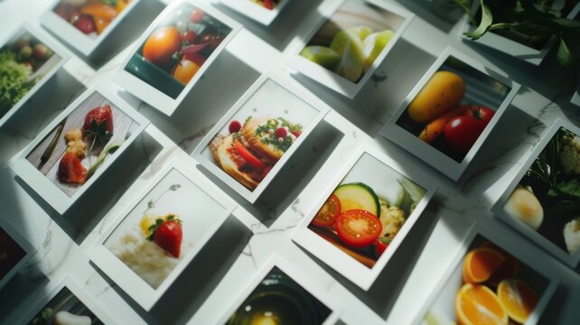 Food photo collage square frame.
