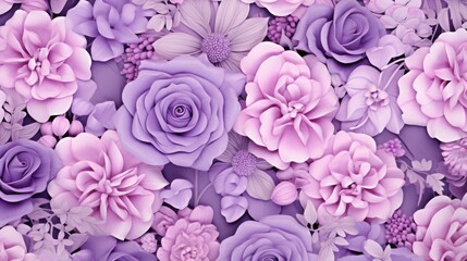 Background with different flowers in Lilac color.