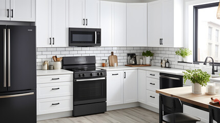 White modern kitchen in house