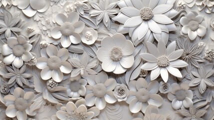Background with different flowers in Silver color.