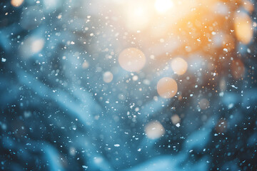 Fototapeta na wymiar generic snowfall closeup background with selective focus