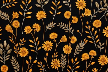 Floral embroidery on dark fabric