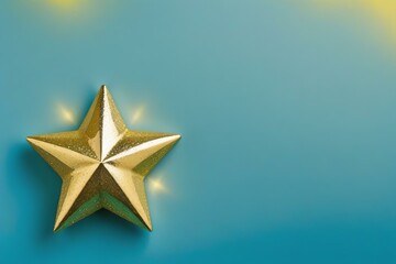 Obraz premium Minimalist Sky Blue Background with Gold Star Accent in Corner