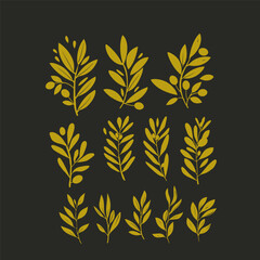 Vector olive brunch set. simple illustration for your design