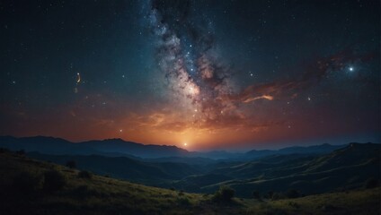 Beautiful celestial scene with a fantasy starry night sky in 4K. - obrazy, fototapety, plakaty