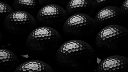Background with golf balls in Jet Black color.