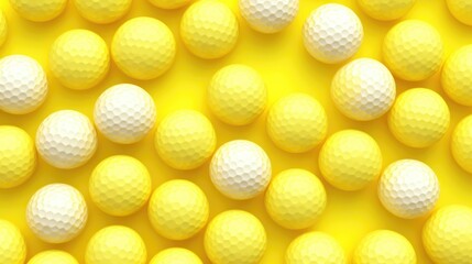 Background with golf balls in Lemon Yellow color.