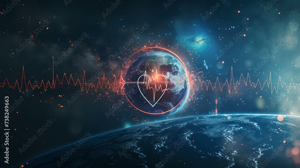 Aufkleber futuristic earth monitoring hologram in space. global communication concept. science and technology 
