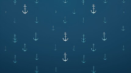 Background with minimalist illustrations of anchors in Blue color