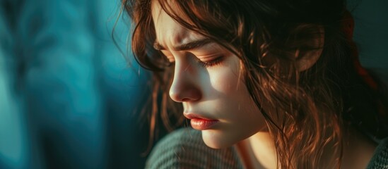 Distressed young woman experiences emotional pain and psychological issues.