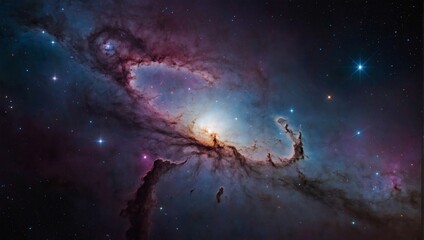 Fototapeta na wymiar Colorful celestial background with a mesmerizing galaxy and nebula. 