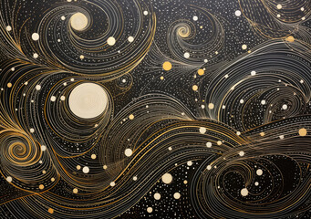 A Painting of a Night Sky With Stars and a Moon