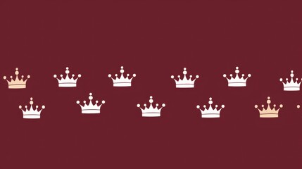 Background with minimalist illustrations of crowns in Garnet color