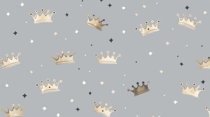 Background with minimalist illustrations of crowns in Gray color
