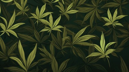 Background with Olive marijuana leaves.