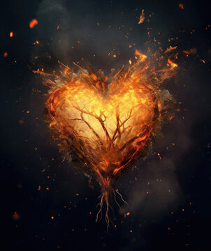 Heart Shaped Fire on a Black Background
