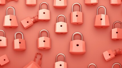 Background with padlocks in Salmon color