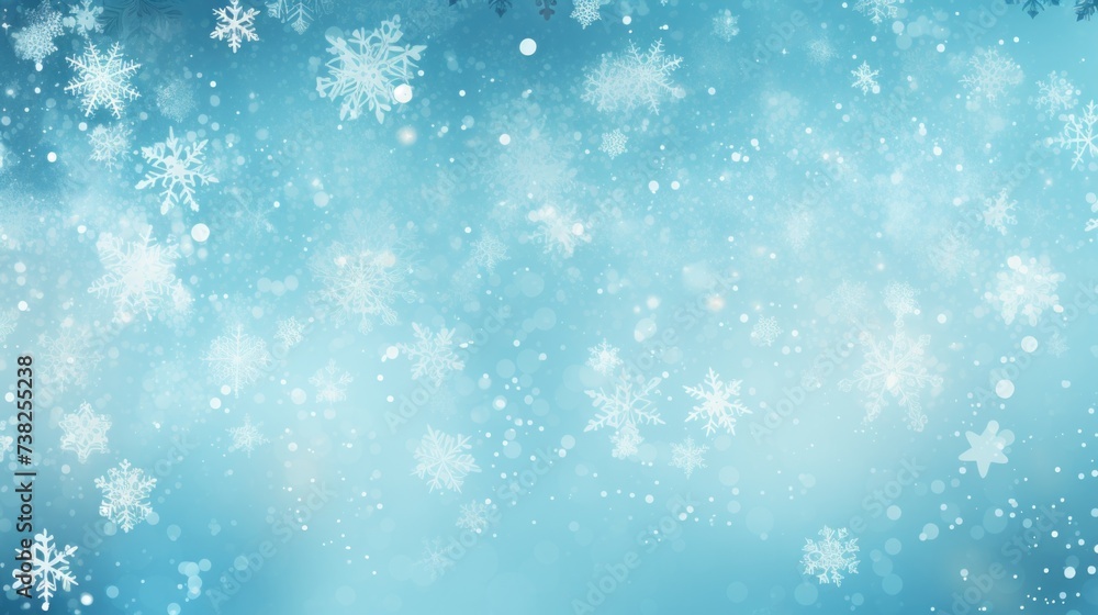 Wall mural background with snowflakes in aqua color