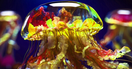 Abstract fantastic colorful jellyfish for elegant artwork