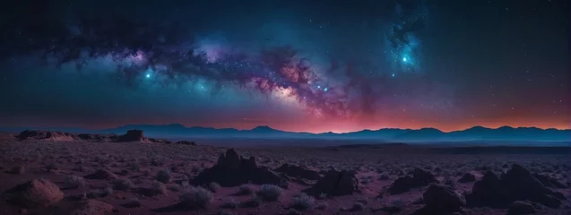 Fototapeten Mesmerizing cosmic landscape with blue and purple tones in 4K resolution. © xKas