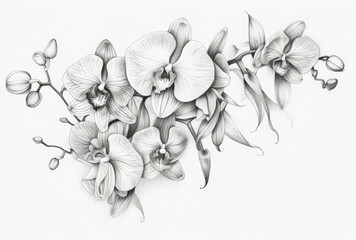 Pencil Drawing of a Bunch of Flowers