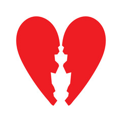 Heartbreak or broken heart or divorce flat icon for apps and websites