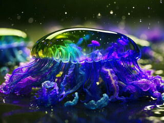 Abstract fantastic colorful jellyfish for elegant artwork