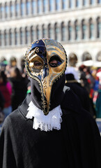 Fototapeta na wymiar Venice, VE, Italy - February 13, 2024: Venetian Mark with long beak