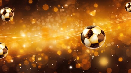 Background with soccer balls in Amber color. - obrazy, fototapety, plakaty