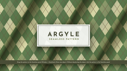 Seamless Military Argyle Pattern. Traditional Rhombus Texture. Fashionable Fabric. Textile Background - obrazy, fototapety, plakaty