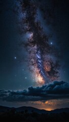 Night stars and galaxy clouds in an enchanting space background.