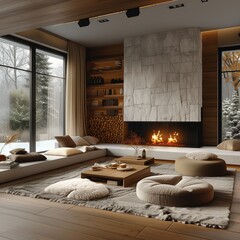 living room with fireplace