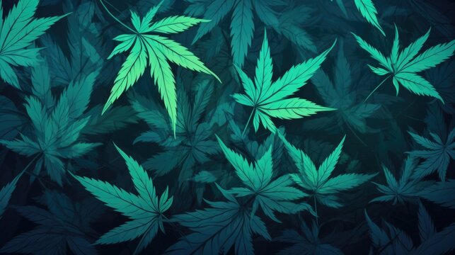 Fototapeta Background with Turquoise marijuana leaves