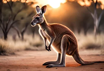 Deurstickers kangaroo with baby © Sadia