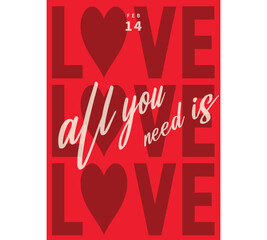 Valentine's day lettering card.