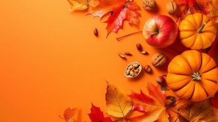 Autumn's Harvest: Apples Amidst the Leaves - obrazy, fototapety, plakaty