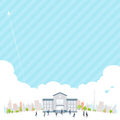 学校の校舎と青空