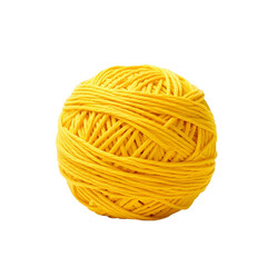 Ball of yellow yarn. Isolated on transparent background.