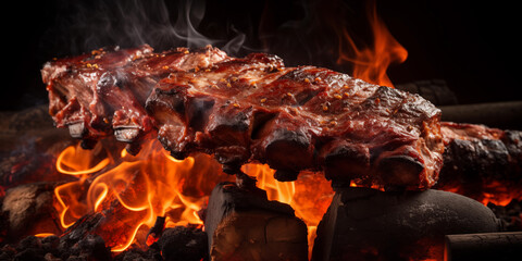 Stick of meat chicken pork bar b q grilled kebab, grilled shish kebab with sizzling skewers, mouthwatering bar b q delight