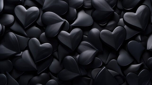 Black Color Hearts as a background