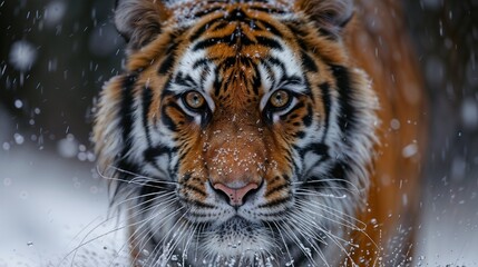 Fototapeta na wymiar Winter's Majesty: Tiger in the Snowfall