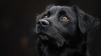 Melancholy and Mist: Thoughtful Dog in Gentle Rain