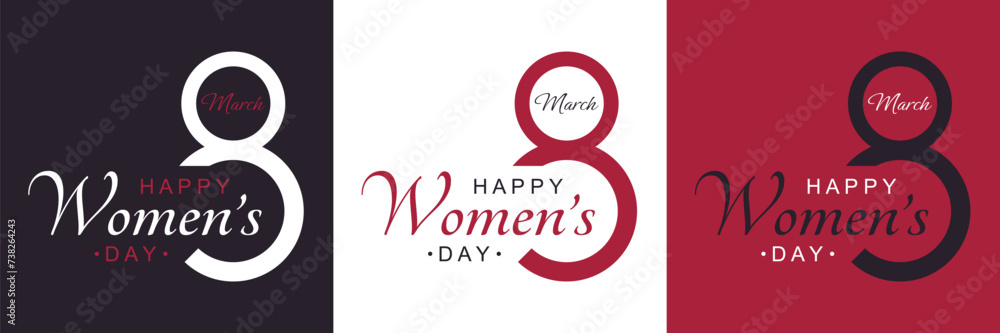 Wall mural Poster or banner with Women's day. 8 March. Background for 8 march. Happy Women's day header or voucher template. - Wall murals