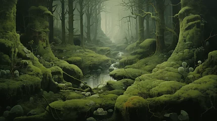 Foto op Canvas green forest in the morning © Rida