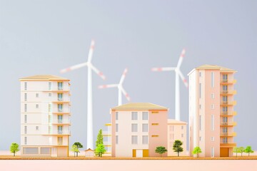 Minimalist Representation of Urban Development and Renewable Energy